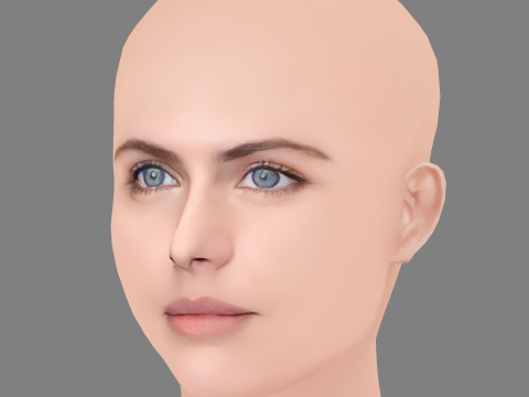 Alexandra Daddario Head - No Hair - Low poly head for game 3D Model