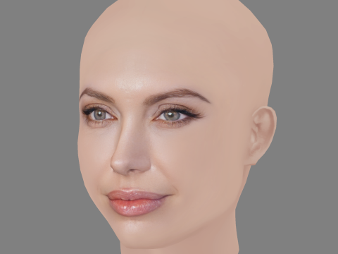 Angelina Jolie Head - No Hair - Low poly head for game Modelo 3D