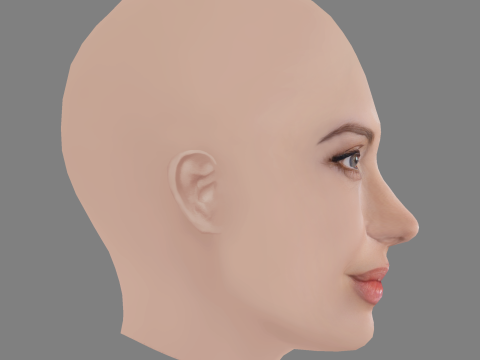 Angelina Jolie Head - No Hair - Low poly head for game Modelo 3D