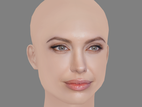 Angelina Jolie Head - No Hair - Low poly head for game Modelo 3D