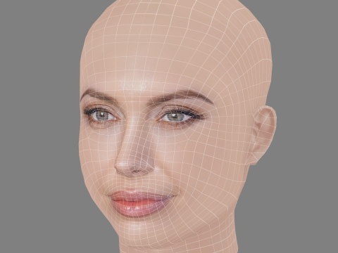Angelina Jolie Head - No Hair - Low poly head for game Modelo 3D