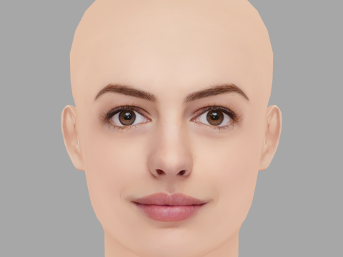 Anne Hathaway Head - No Hair - Low poly head for game 3D