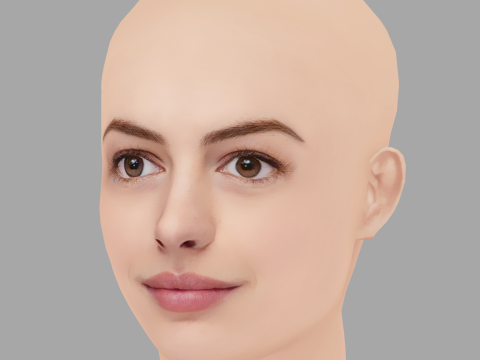 Anne Hathaway Head - No Hair - Low poly head for game Modelo 3D