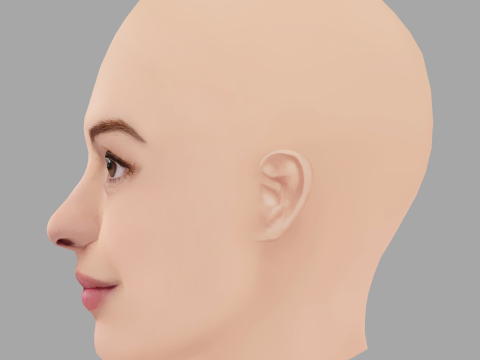 Anne Hathaway Head - No Hair - Low poly head for game Modelo 3D