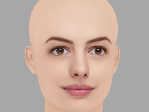 Anne Hathaway Head - No Hair - Low poly head for game Modelo 3D