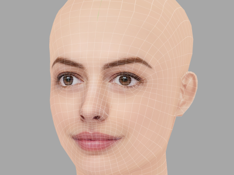 Anne Hathaway Head - No Hair - Low poly head for game Modelo 3D