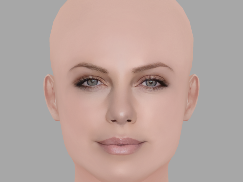 Charlize Theron Head - No Hair - Low poly head for game Modello 3D