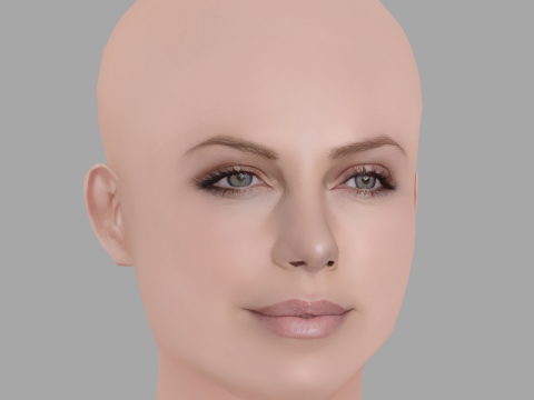 Charlize Theron Head - No Hair - Low poly head for game Modello 3D