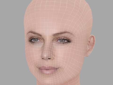 Charlize Theron Head - No Hair - Low poly head for game Modello 3D