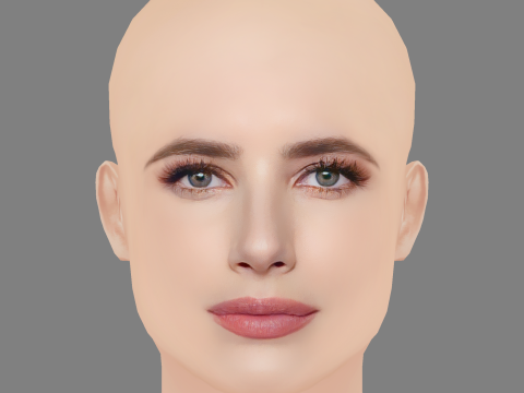 Emma Roberts Head - No Hair - Low poly head for game Modelo 3D