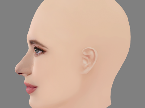 Emma Roberts Head - No Hair - Low poly head for game Modelo 3D