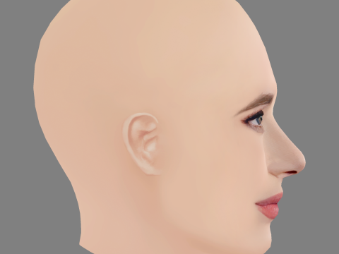 Emma Roberts Head - No Hair - Low poly head for game Modelo 3D