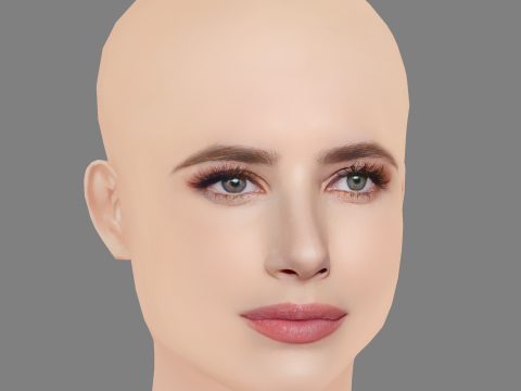 Emma Roberts Head - No Hair - Low poly head for game Modelo 3D