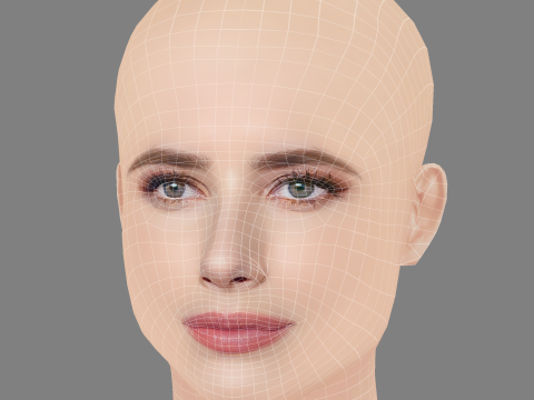 Emma Roberts Head - No Hair - Low poly head for game Modelo 3D