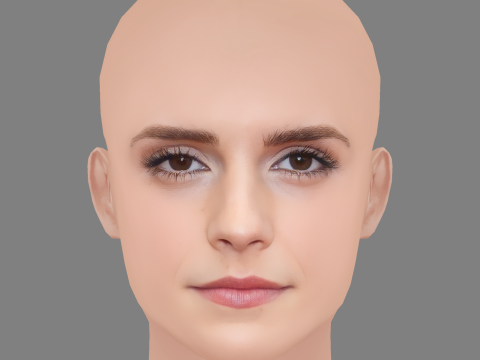 Emma Watson Head - No Hair - Low poly head for game 3D Модель