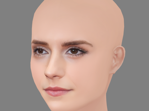 Emma Watson Head - No Hair - Low poly head for game 3D Модель