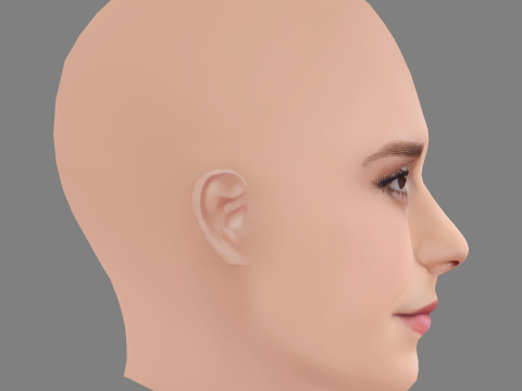 Emma Watson Head - No Hair - Low poly head for game 3D Модель