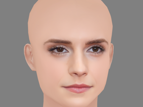Emma Watson Head - No Hair - Low poly head for game 3D Модель