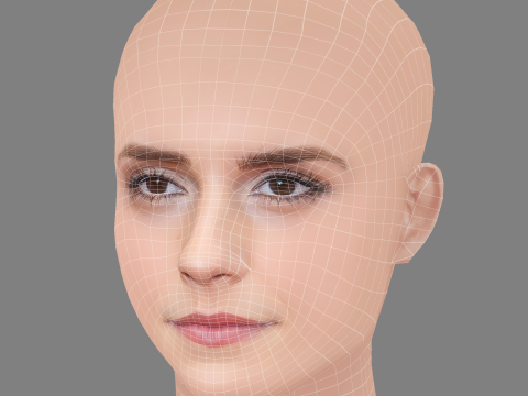 Emma Watson Head - No Hair - Low poly head for game 3D Модель