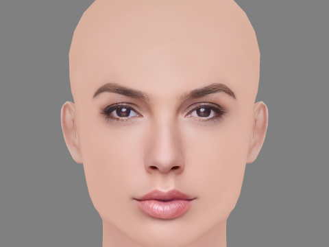 Gal Gadot Head - No Hair - Low poly head for game 3D Model