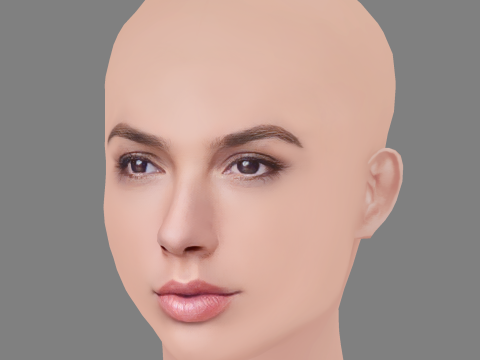 Gal Gadot Head - No Hair - Low poly head for game 3D Model