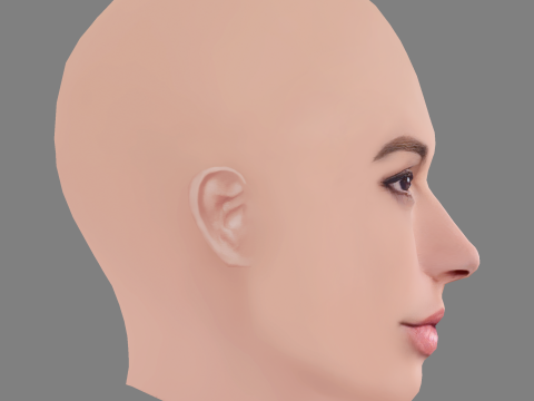 Gal Gadot Head - No Hair - Low poly head for game 3D Model