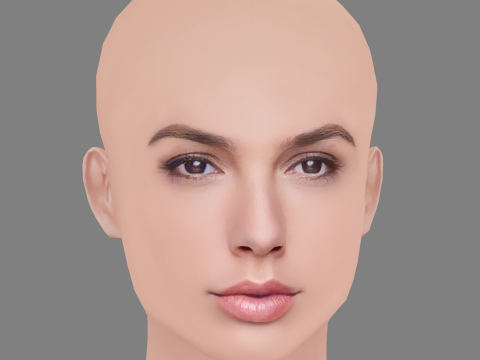 Gal Gadot Head - No Hair - Low poly head for game 3D Model