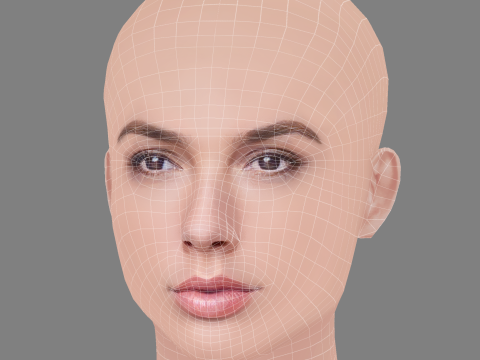 Gal Gadot Head - No Hair - Low poly head for game 3D Model