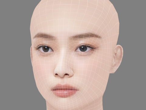 Jennie Blackpink Head - No Hair - Low poly head for game 3D Модель