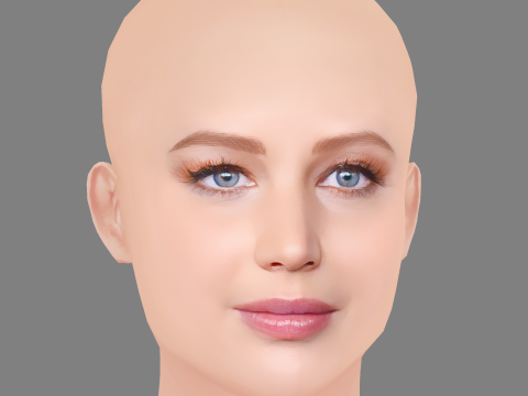 Jennifer Lawrence Head - No Hair - Low poly head for game 3Dモデル