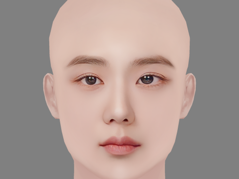 Jisoo Blackpink Head - No Hair - Low poly head para jogo Modelo 3D