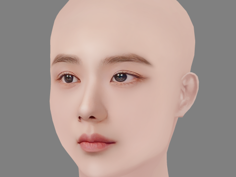 Jisoo Blackpink Head - No Hair - Low poly head para jogo Modelo 3D
