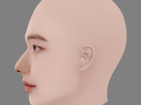 Jisoo Blackpink Head - No Hair - Low poly head para jogo Modelo 3D