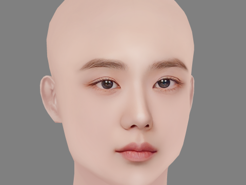 Jisoo Blackpink Head - No Hair - Low poly head para jogo Modelo 3D