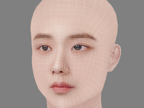 Jisoo Blackpink Head - No Hair - Low poly head para jogo Modelo 3D