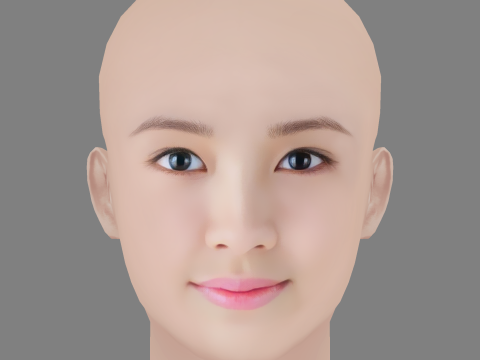 Kim So-Hyun Head - No Hair - Low poly head for game Modello 3D