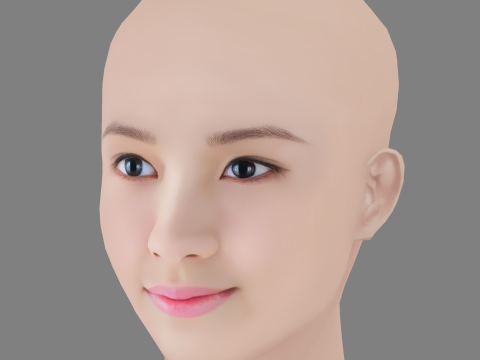 Kim So-Hyun Head - No Hair - Low poly head for game Modello 3D