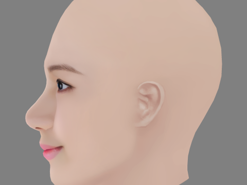 Kim So-Hyun Head - No Hair - Low poly head for game Modello 3D