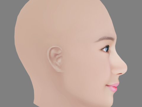 Kim So-Hyun Head - No Hair - Low poly head for game Modello 3D