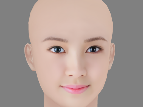Kim So-Hyun Head - No Hair - Low poly head for game Modello 3D