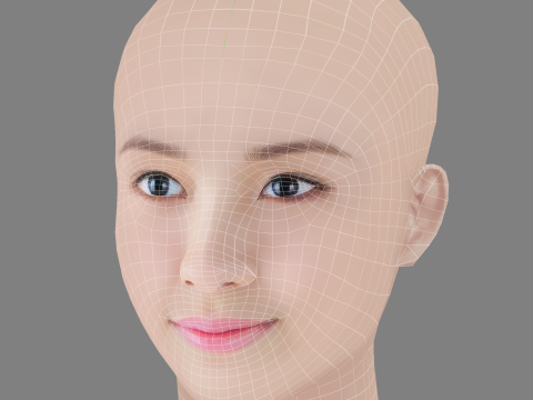 Kim So-Hyun Head - No Hair - Low poly head for game Modello 3D