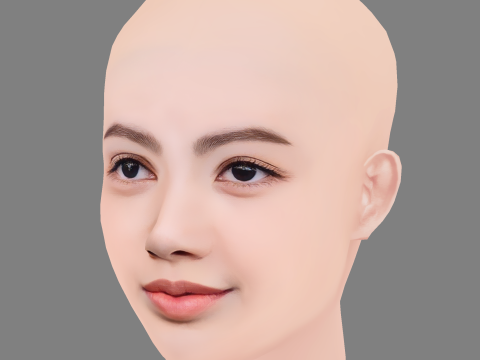 Lisa Blackpink Head - No Hair - Low poly head for game 3D Modell