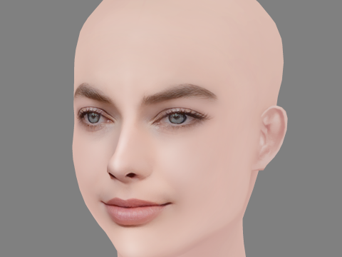Margot Robbie Head - No Hair - Low poly head for game 3Dモデル