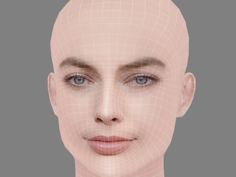 Margot Robbie Head - No Hair - Low poly head for game 3Dモデル