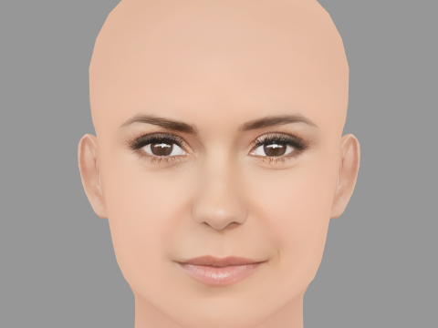 Nina Dobrev Head - No Hair - Low poly head for game Modèle 3D