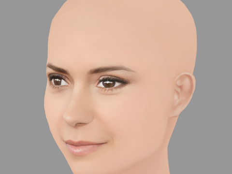 Nina Dobrev Head - No Hair - Low poly head for game Modèle 3D