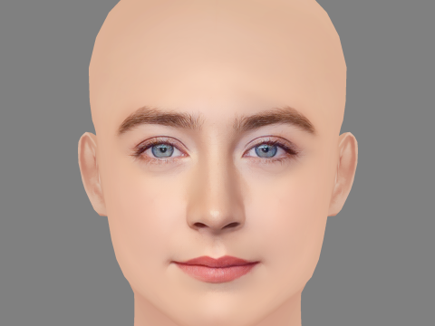 Saoirse Ronan Head - No Hair - Low poly head for game Model 3D