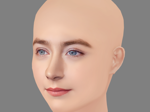 Saoirse Ronan Head - No Hair - Low poly head for game Model 3D