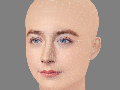 Saoirse Ronan Head - No Hair - Low poly head for game Model 3D