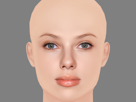 Scarlett Johansson Head - Low Poly Head for Game - No Hair Modèle 3D